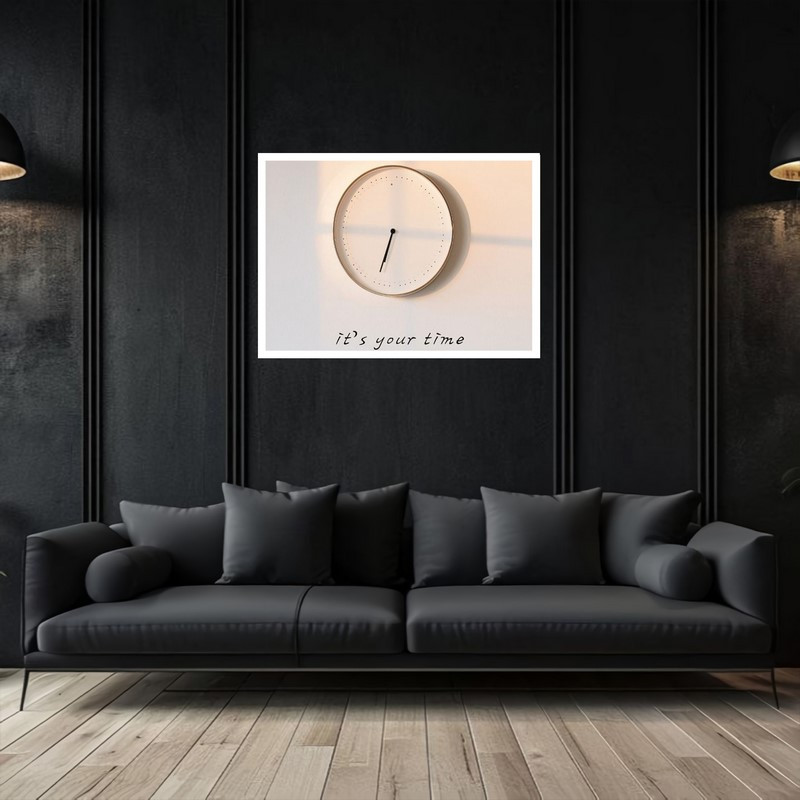 تابلو بکلیت طرح دکوری هنری و مدرن ساعت و متن و جمله مدل W-bu5446