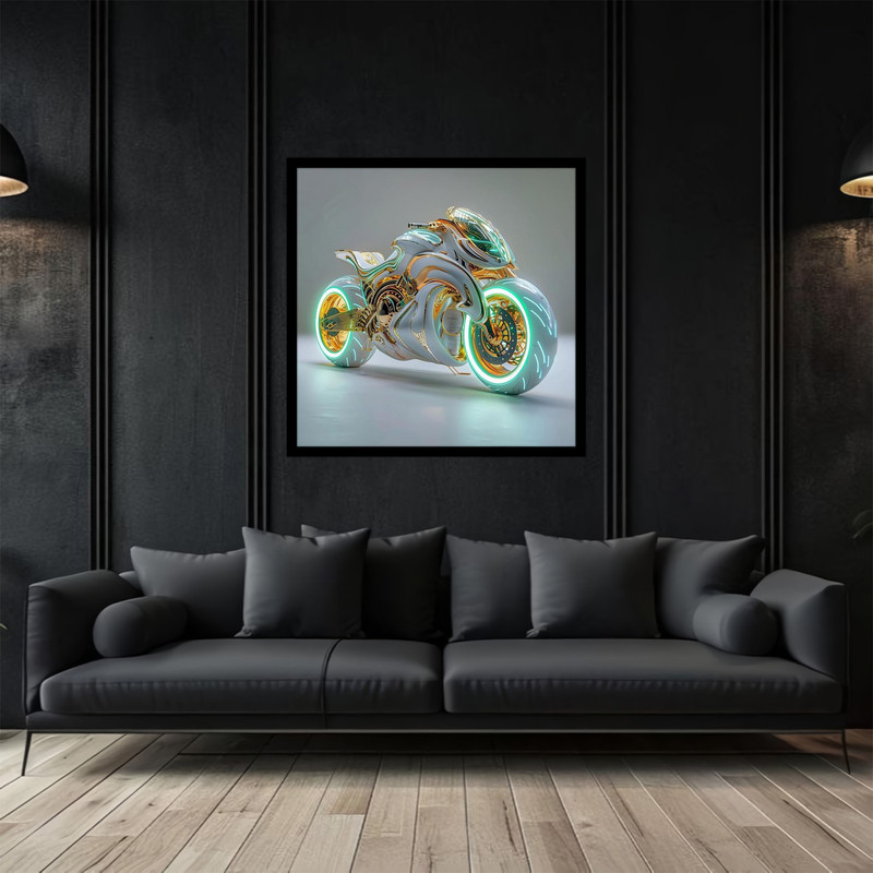 تابلو بکلیت طرح تصویر هنری دیجیتال موتور سیکلت مدرن مدل B-bu2753