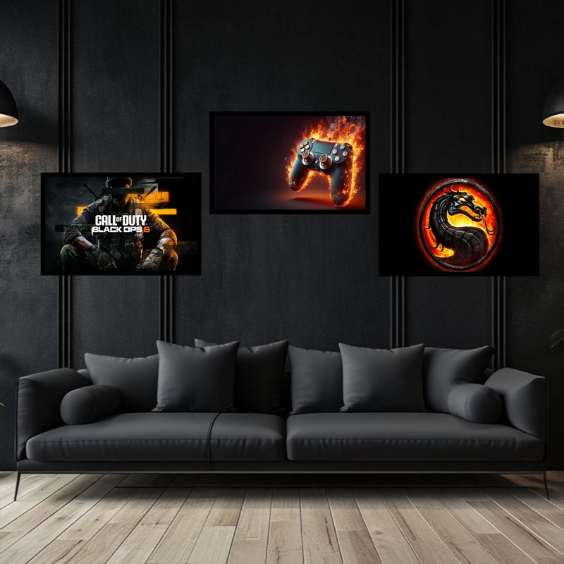 تابلو بکلیت طرح گیمینگ و گیم نت بازی کالاف مورتال کمبت  مدل B-bu3768 مجموعه 3 عددی