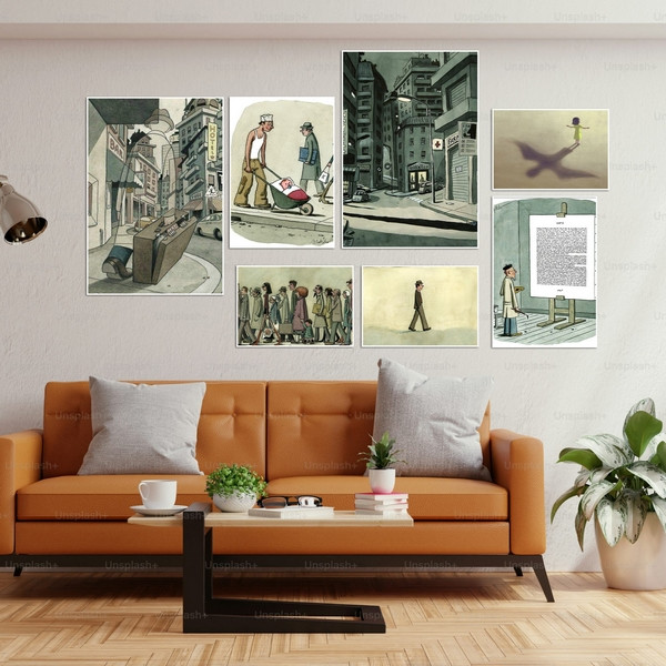 تابلو بکلیت طرح نقاشی دیجیتال و هنری زندگی و مشاغل  مدل W-bu3826 مجموعه 7 عددی