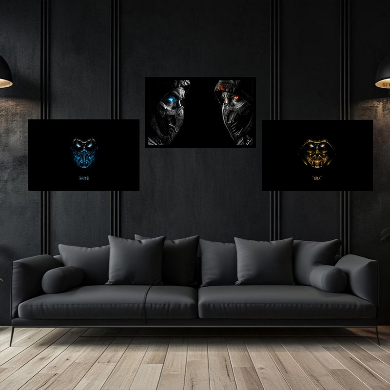 تابلو بکلیت طرح مورتال کمبت  اسکورپیون و ساب زیرو مدل B-bu3759 مجموعه 3 عددی