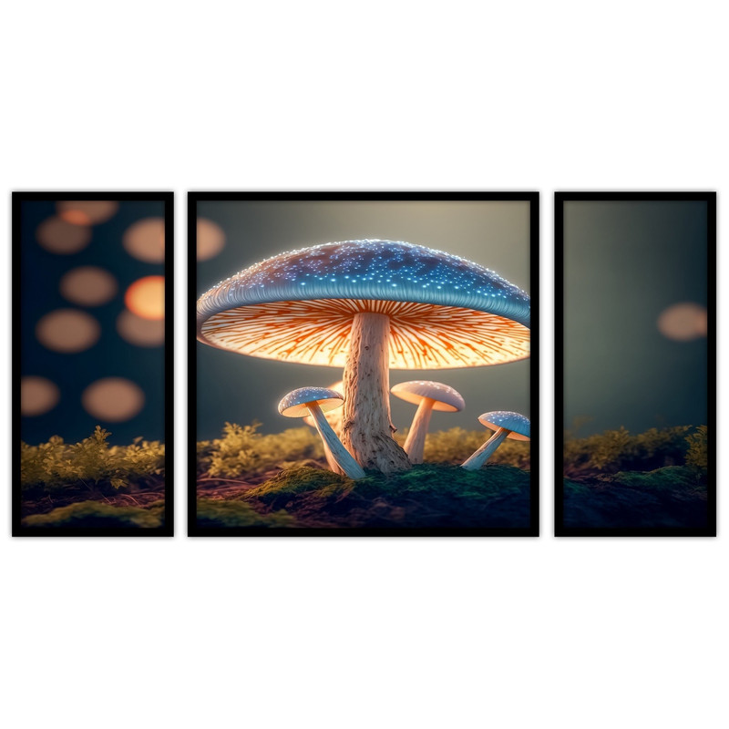 تابلو بکلیت طرح مدرن و دکوراتیو قارچ مدل B-bu3057 مجموعه 3 عددی