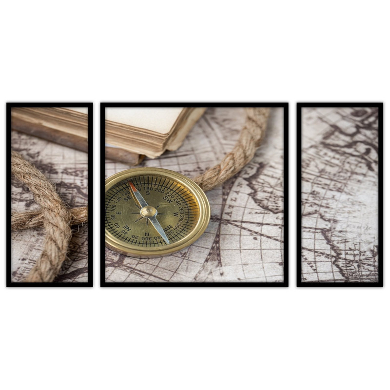 تابلو بکلیت طرح نقشه و قطب نما مدل B-bu3062 مجموعه 3 عددی