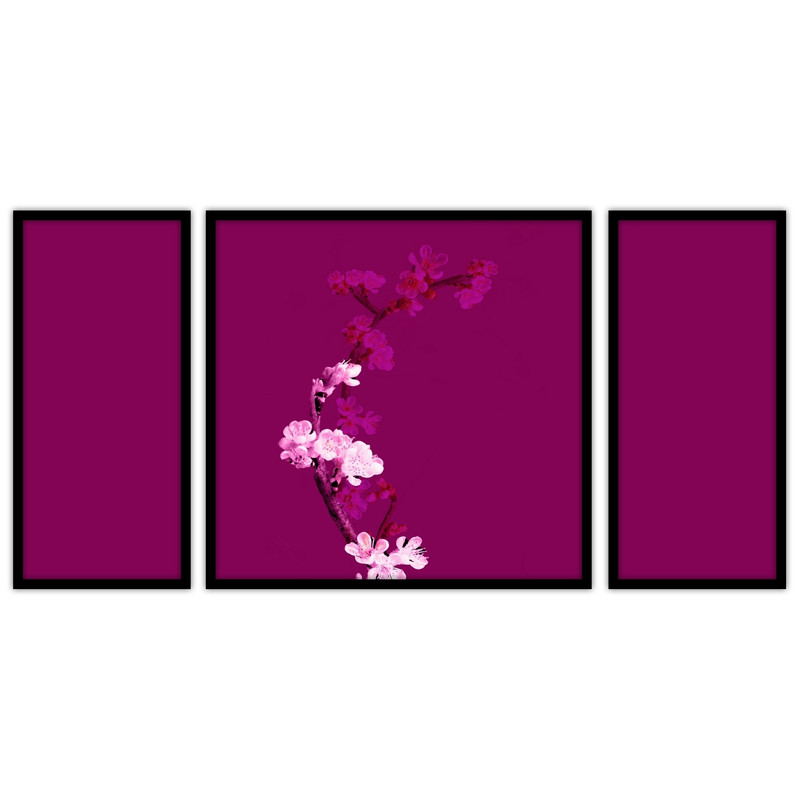 تابلو بکلیت طرح دکوراتیو و هنری گل مدل B-bu3202 مجموعه 3 عددی