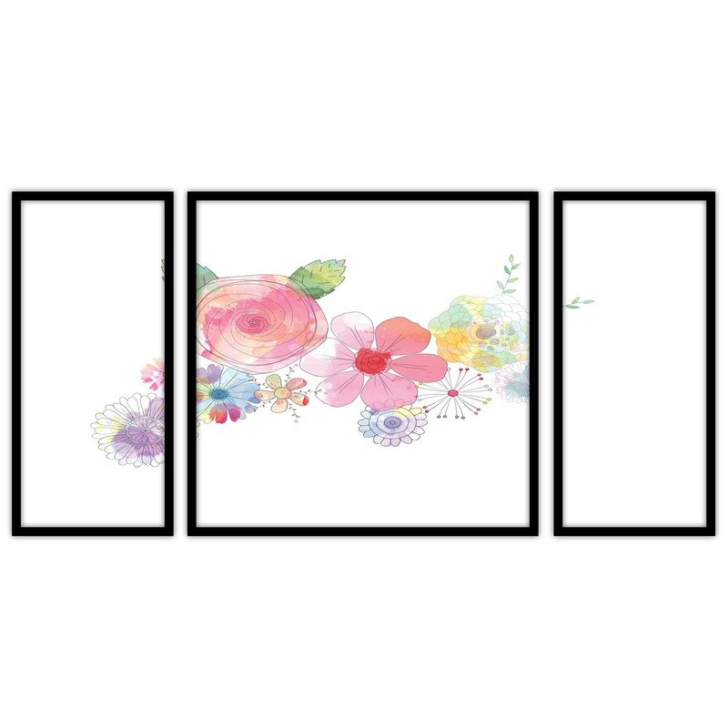 تابلو بکلیت طرح نقاشی هنری گل مدل B-bu3221 مجموعه 3 عددی