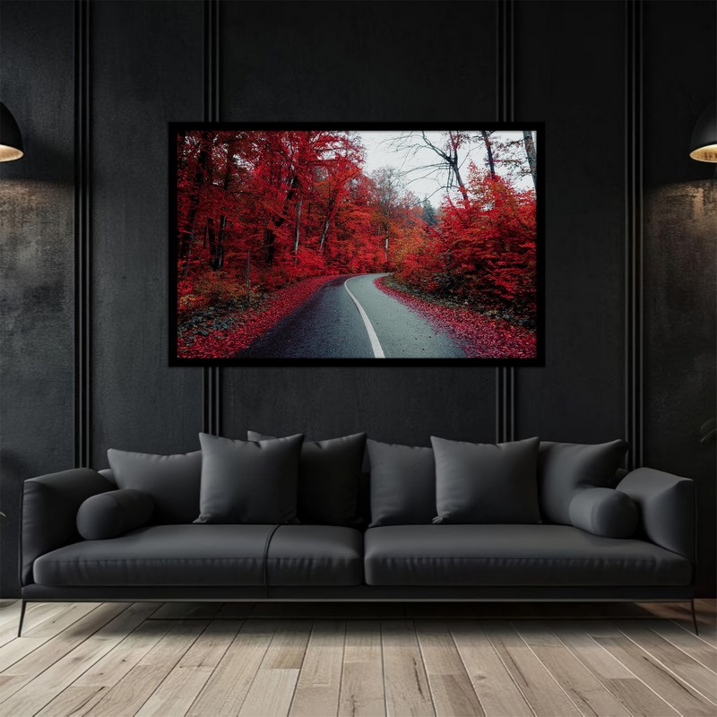 تابلو بکلیت طرح منظره هنری و مدرن طبیعت زیبا و جاده جنگلی مدل B-bu5171