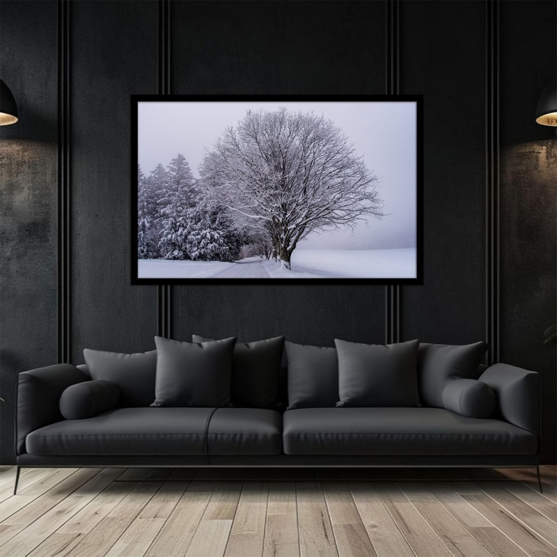 تابلو بکلیت طرح درخت و برف منظره طبیعت زمستانی مدل B-bu5113