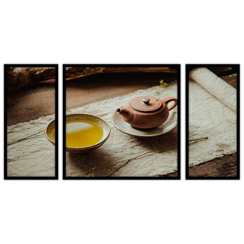 تابلو بکلیت طرح کلاسیک قوری چای و دمنوش مدل B-bu3088 مجموعه 3 عددی