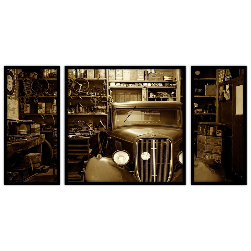 تابلو بکلیت طرح ماشین قدیمی و نوستالژیک  مدل B-bu3150 مجموعه 3 عددی