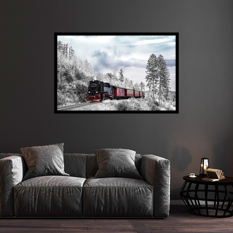 تابلو بکلیت طرح قطار و منظره زمستانی و کوهستانی  مدل  B-bu2543