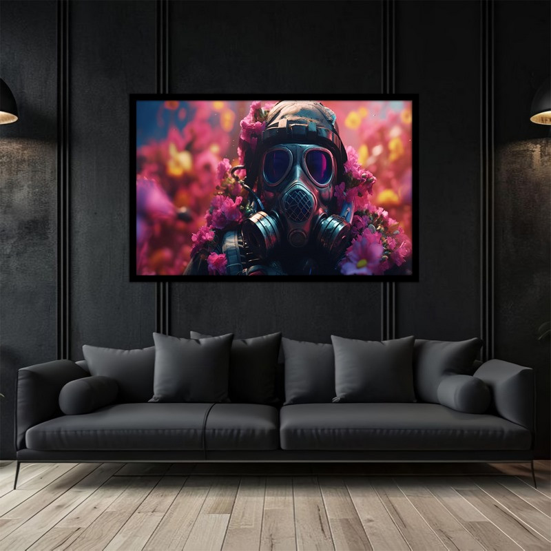 تابلو بکلیت طرح مدرن و فانتزی دیجیتال سرباز و ماسک شیمیایی مدل B-bu5317