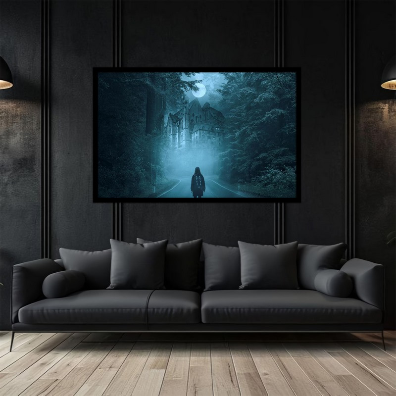 تابلو بکلیت طرح کلبه جنگلی و ترسناک مدل B-bu5156