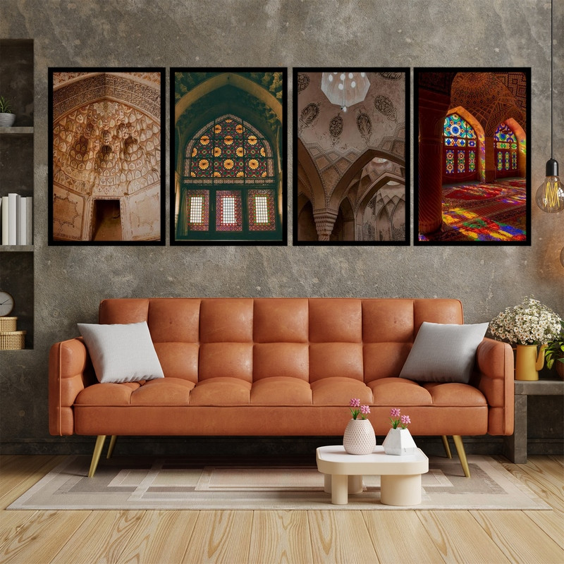 تابلو بکلیت طرح هنری  بنای تاریخی و هنر معماری ایرانی  مدل B-bu3708  مجموعه 4 عددی