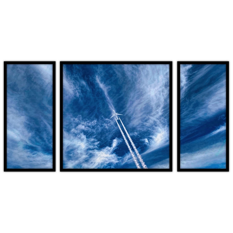 تابلو بکلیت طرح اسمان و هواپیما مدل B-bu3677 مجموعه 3 عددی