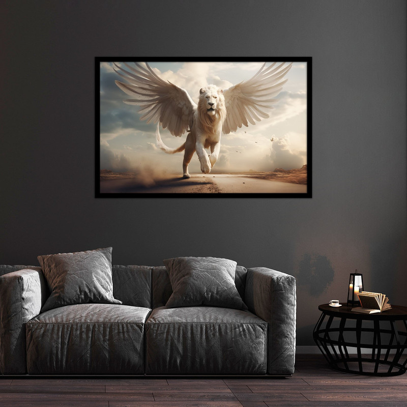 تابلو بکلیت طرح فانتزی هنری شیر بال دار  مدل B-bu1277