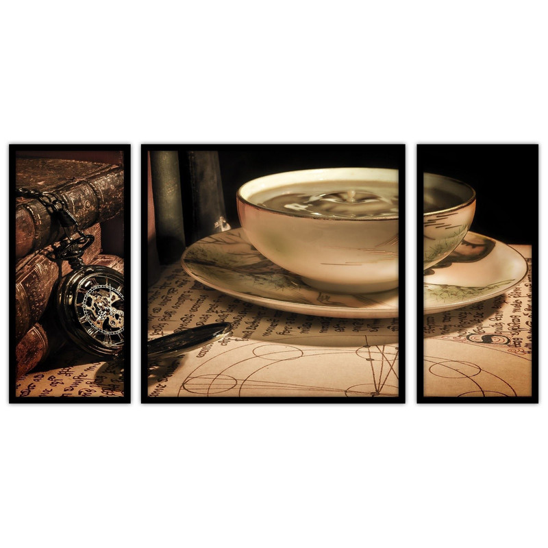 تابلو بکلیت طرح فنجان و قطب نما  مدل B-bu3078 مجموعه 3 عددی