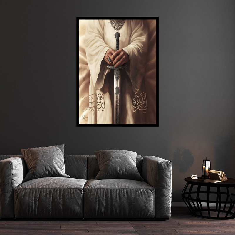 تابلو بکلیت طرح تصویر مذهبی امیرالمومنین امام علی (ع) مدل B-bu5620 فریم مشکی