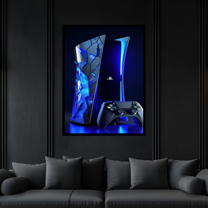 تابلو بکلیت طرح دکوری گیمینگ و گیم نت کنسول بازی ps5 مدل B-bu6136 فریم مشکی