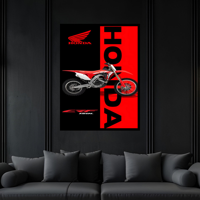تابلو بکلیت طرح دکوراتیو مدرن موتورسیکلت هندا CRF مدل B-bu6938 فریم مشکی