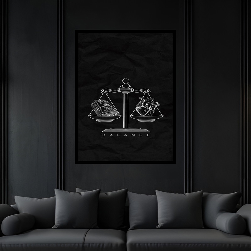 تابلو بکلیت طرح مدرن ترازو عدالت  مدل B-bu6829 فریم مشکی