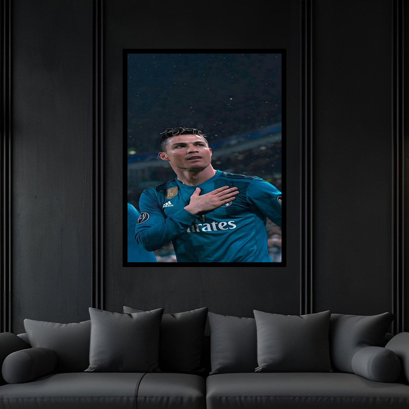تابلو بکلیت طرح دکوری ورزشی فوتبالی کریستیانو رونالدو مدل B-bu6526 فریم مشکی