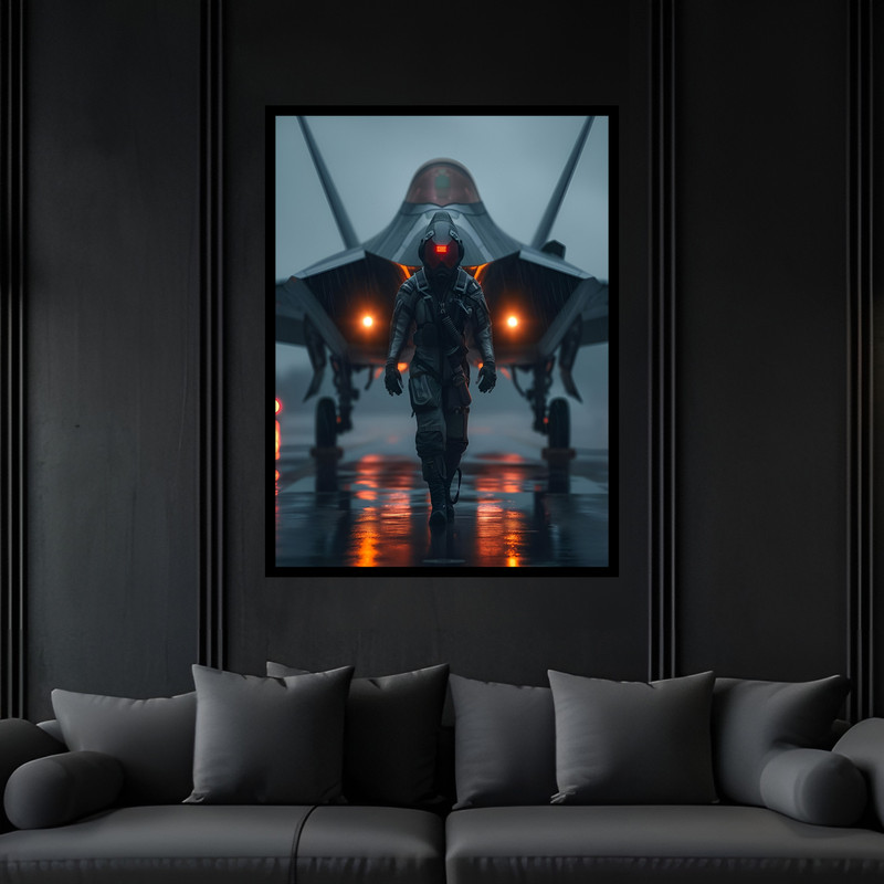 تابلو بکلیت طرح هواپیما و جت جنگی مدل B-bu7410 فریم مشکی