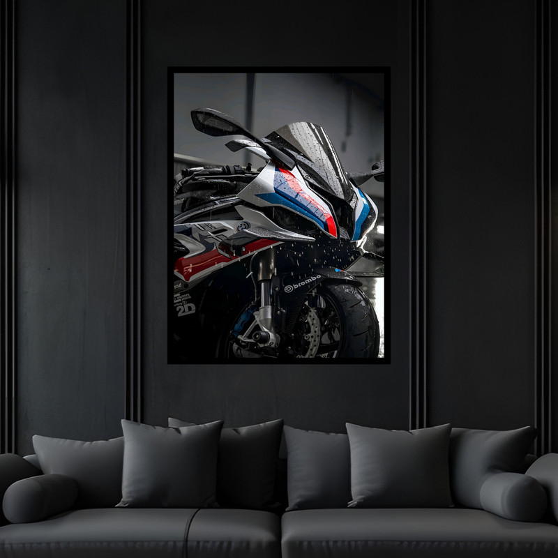 تابلو بکلیت طرح دکوراتیو مدرن موتورسیکلت مدل B-bu7372 فریم مشکی