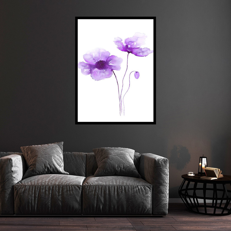 تابلو بکلیت طرح نقاشی آبرنگ هنری دکوری و دکوراتیو دسته گل  مدل B-bu5808 فریم مشکی