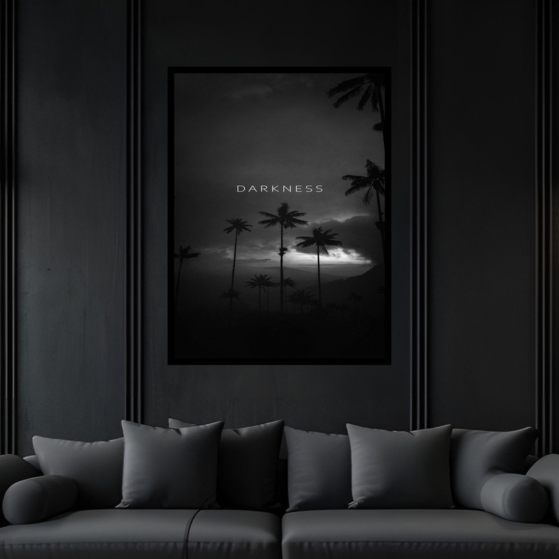 تابلو بکلیت طرح جمله انگیزشی جمله انگلیسی تاریکی و منظره طبیعت و ساحل دریا مدل B-bu6799 فریم مشکی