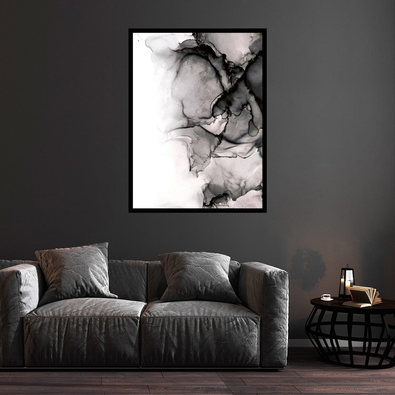 تابلو بکلیت طرح نقاشی آبرنگ هنری و دکوراتیو مدل B-bu5824 فریم مشکی