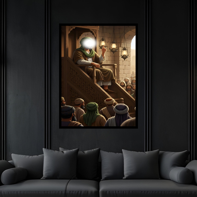 تابلو بکلیت طرح مذهبی امیرالمومنین امام علی مدل B-bu7284 فریم مشکی