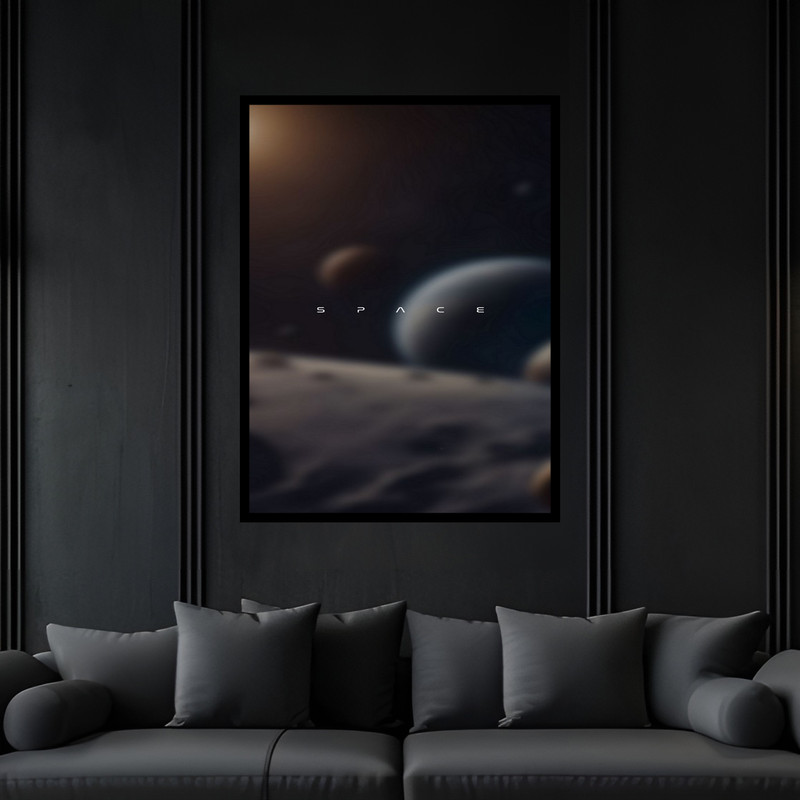 تابلو بکلیت طرح فضا و کهکشان سیاره و ستاره مدل B-bu6110 فریم مشکی