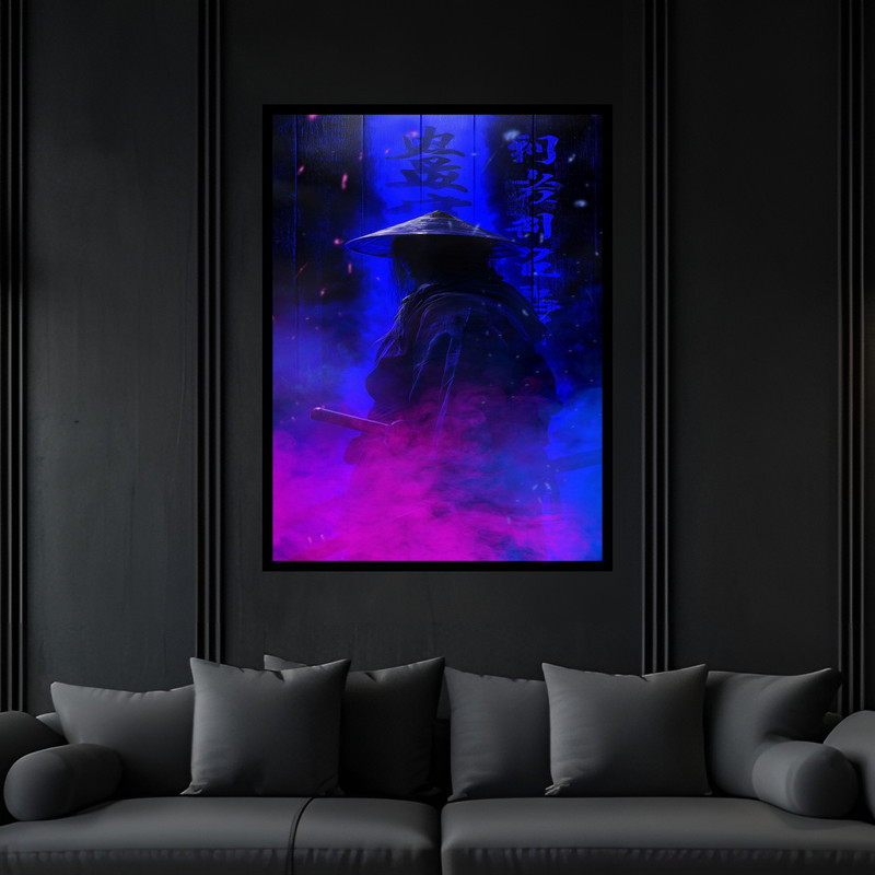 تابلو بکلیت طرح دکوری جنگجوی سامورایی مدل B-bu5991 فریم مشکی