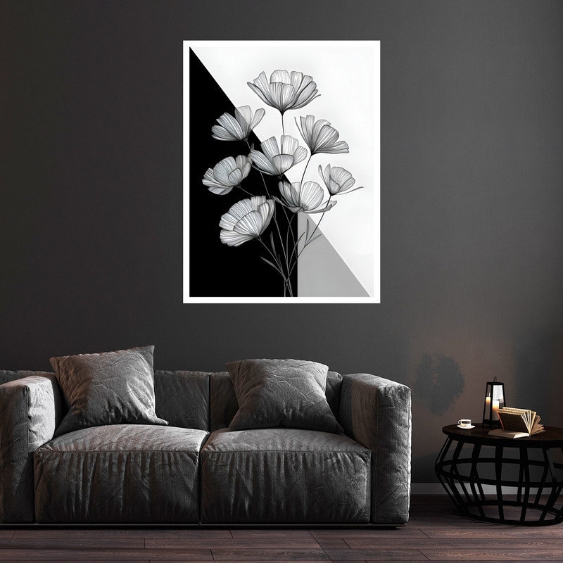 تابلو بکلیت طرح هنری مدرن و کلاسیک دکوراتیو گل مدل W-bu5862 فریم سفید