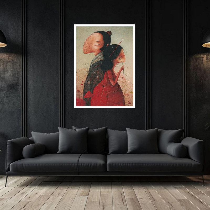 تابلو بکلیت طرح کلاسیک سنتی نقاشی فانتزی مدل W-bu5454 فریم سفید