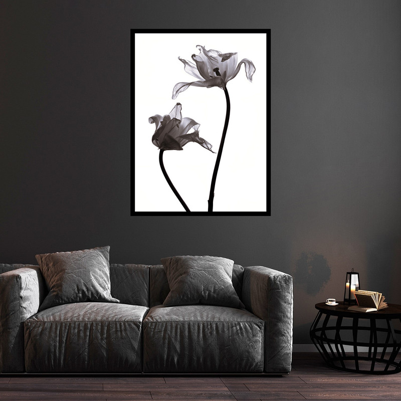 تابلو بکلیت طرح هنری دکوراتیو مینیمال دسته گل مدل B-bu5822 فریم مشکی