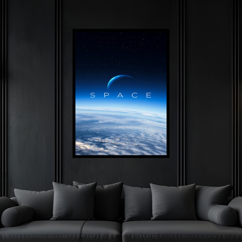 تابلو بکلیت طرح فضا و کهکشان و آسمان و سیاره  مدل B-bu5891 فریم مشکی