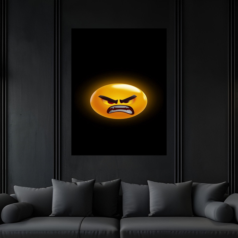 تابلو بکلیت طرح دکوری شکلک ایموجی خشمگین و عصبانی مدل B-bu6145 فریم مشکی