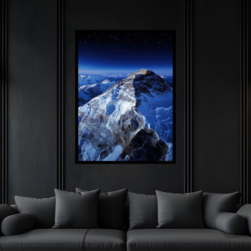 تابلو بکلیت طرح دکوری و دکوراتیو منظره زمستانی برف و کوه و کوهستان مدل B-bu5962 فریم مشکی