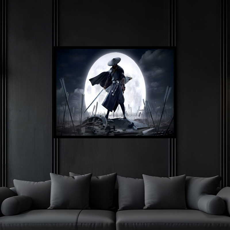 تابلو بکلیت طرح دکوراتیو شخصیت کارتونی و انیمیشن جنگجو مدل B-bu6686 فریم مشکی