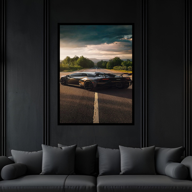 تابلو بکلیت طرح دکوری خودرو ماشین لوکس و مسابقه لامبورگینی مدل B-bu5994 فریم مشکی