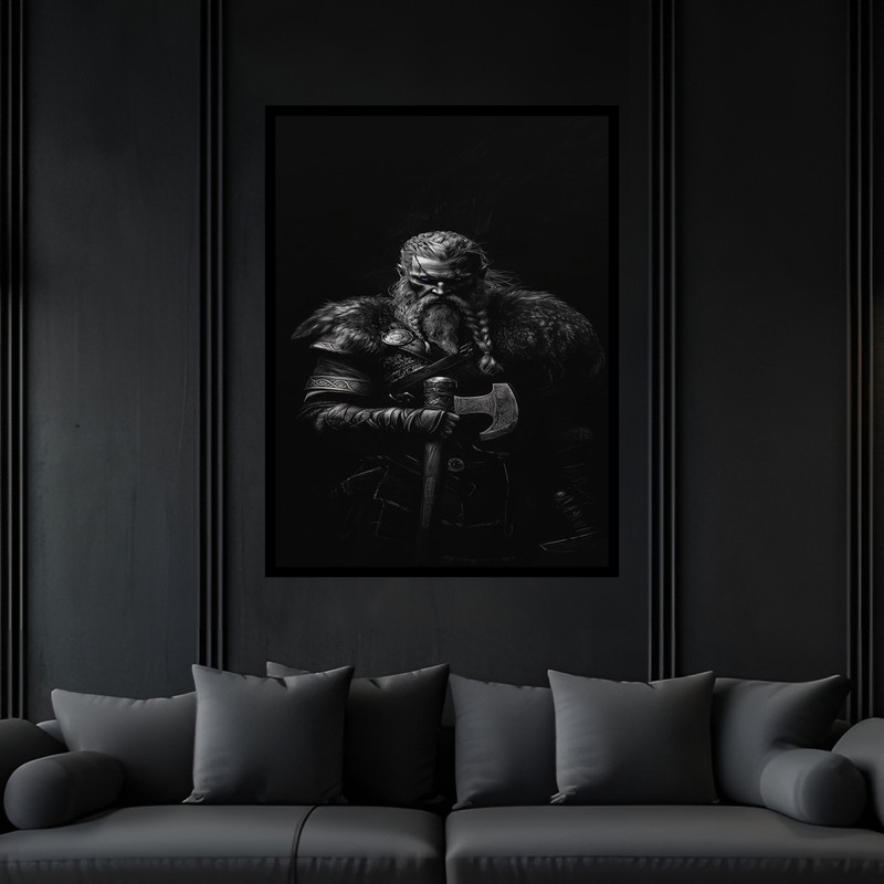 تابلو بکلیت طرح دکوری شخصیت سینمایی رگنار وایکینگ ها مدل B-bu5956 فریم مشکی