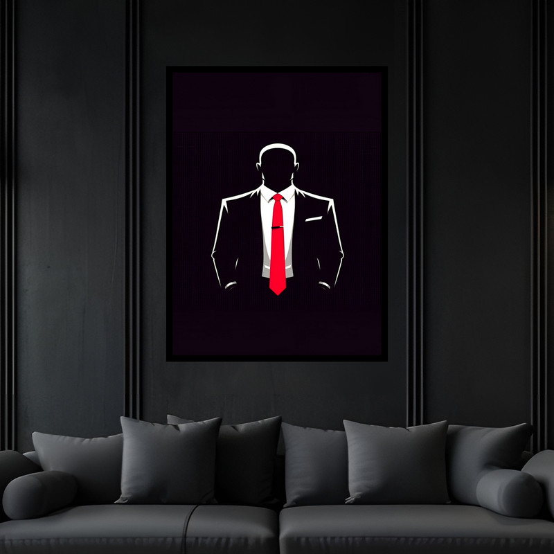 تابلو بکلیت طرح دکوراتیو مدرن کت شلوار و کراوات مدل B-bu7278 فریم مشکی