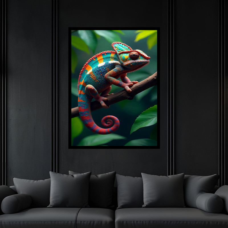 تابلو بکلیت طرح حیوانات و جانوران آفتاب پرست مدل B-bu7174 فریم مشکی