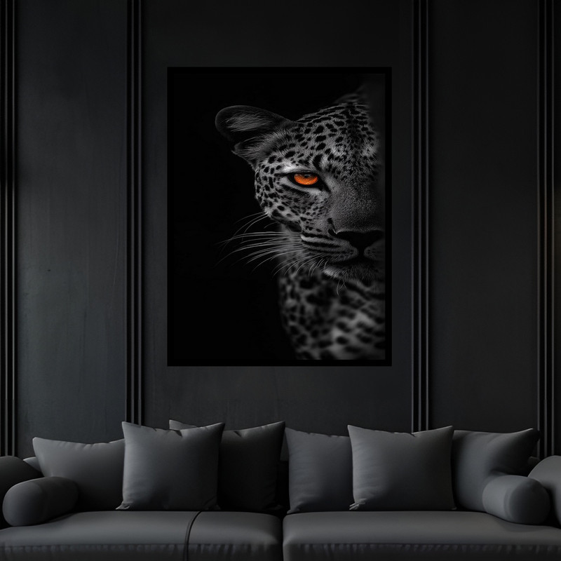 تابلو بکلیت طرح دکوری حیوانات یوز پلنگ و ببر مدل B-bu6434 فریم مشکی