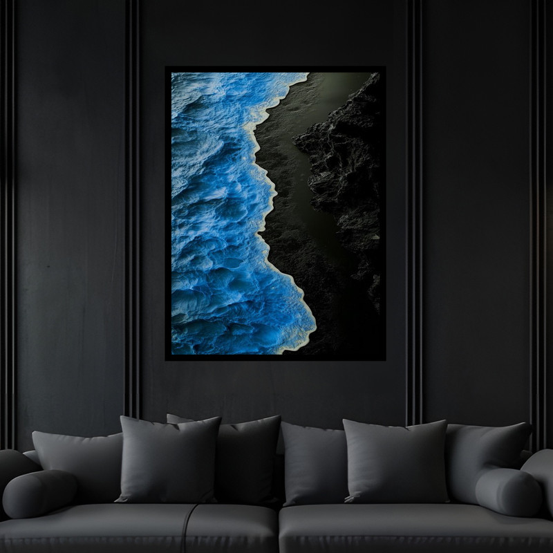 تابلو بکلیت طرح هنری دکوراتیو دریا و ساحل مدل B-bu6465 فریم مشکی