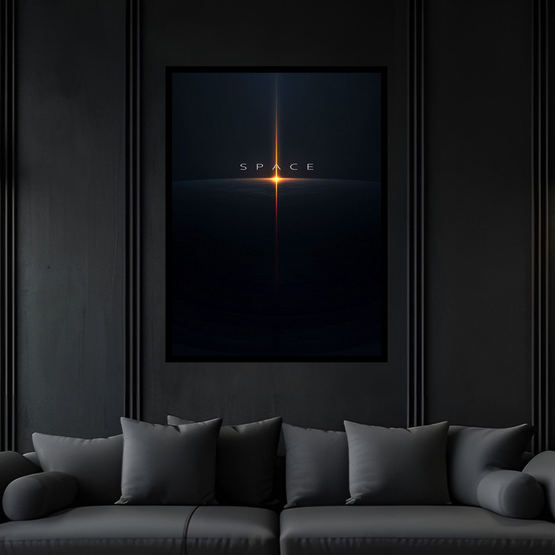 تابلو بکلیت طرح دکوری فضا و کهکشان سیاره و ستاره مدل B-bu6418 فریم مشکی