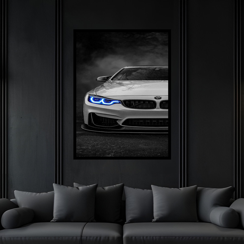 تابلو بکلیت طرح مدرن دکوری خودرو و ماشین BMW مدل B-bu6303 فریم مشکی