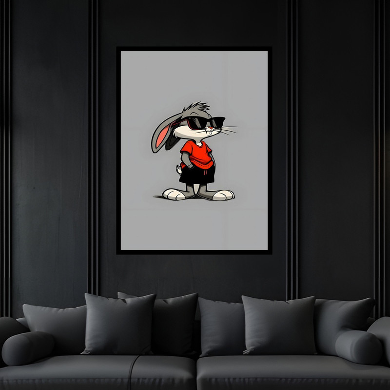 تابلو بکلیت طرح فانتزی دکوری خرگوش مدل B-bu6426 فریم مشکی