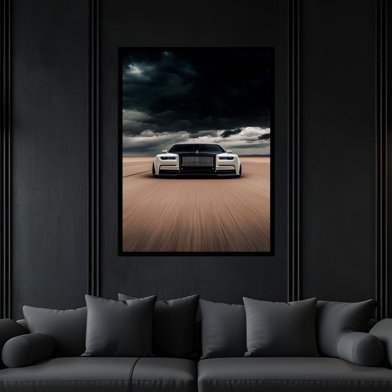 تابلو بکلیت طرح مدرن خودرو و ماشین لوکس رولز رویس مدل B-bu6375 فریم مشکی